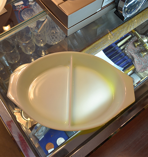 PYREX オールドパイレックス オーバルキャセロール オリーブ柄